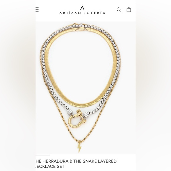 THE HERRADURA & THE SNAKE LAYERED NECKLACE SET - Picture 1 of 5